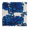 Linen tablecloth with blue floral design