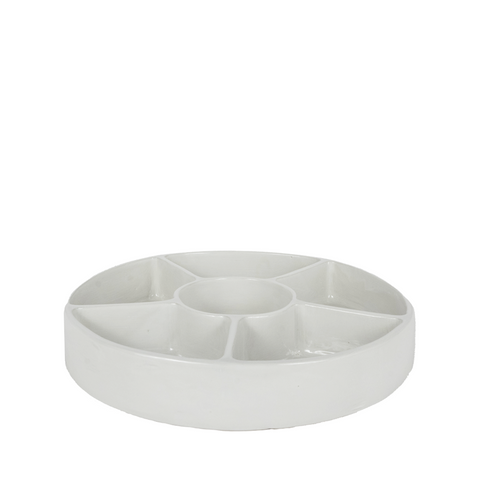 Ceramic Appetizer Platter, with six sections 
