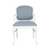 Dining chair with white finish and blue upholstery, arms