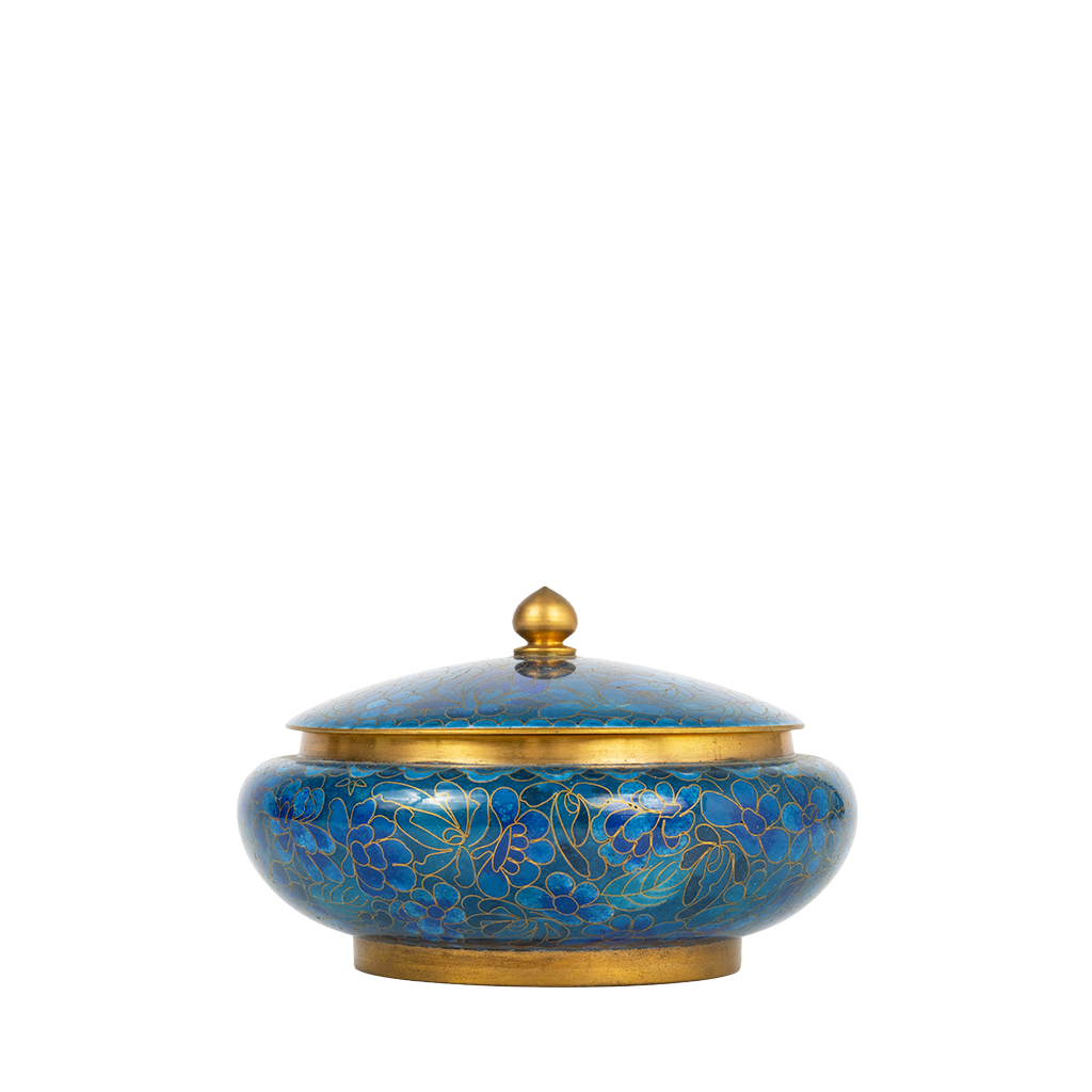 Blue Cloisonne Wide Jar front view