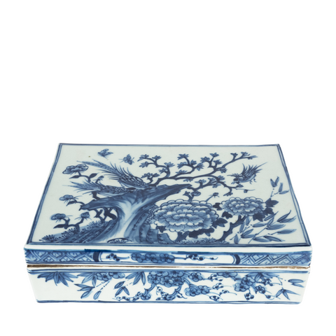 Blue and White Porcelain Chinoiserie Box