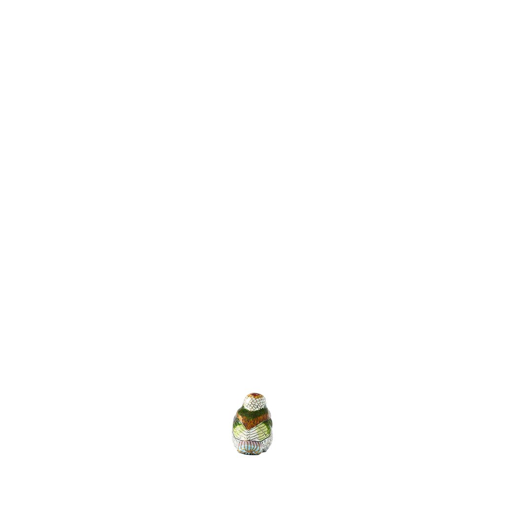 Decorative egg-shaped object with a pattern on a white background