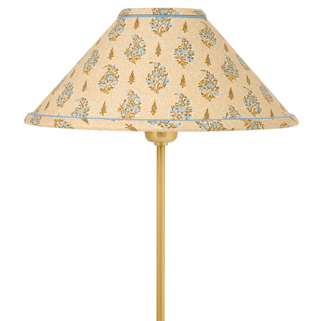 Brass Floor Lamp with Custom Flora Shade