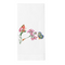 White cotton napkin with butterflies and flowers