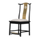black glass dining chair with gold detail