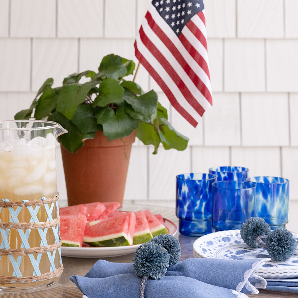 Blue and White Striped Tumbler