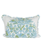 Lumbar pillow back with blue and green floral pattern