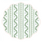 round placemat with illustrated green boxwood pattern