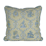 pillow with blue and green design