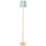 Brass and Rattan Floor Lamp with Custom Shade