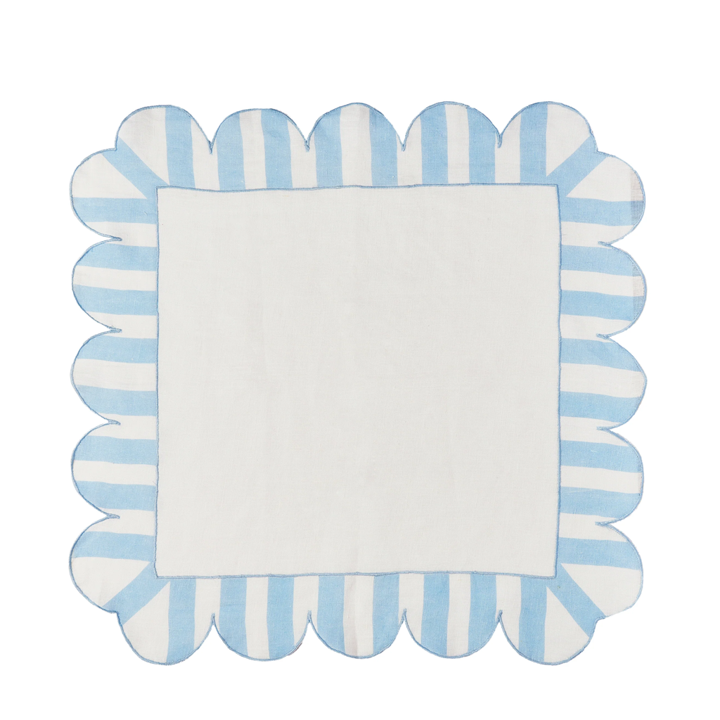 scalloped and striped napkin arial view