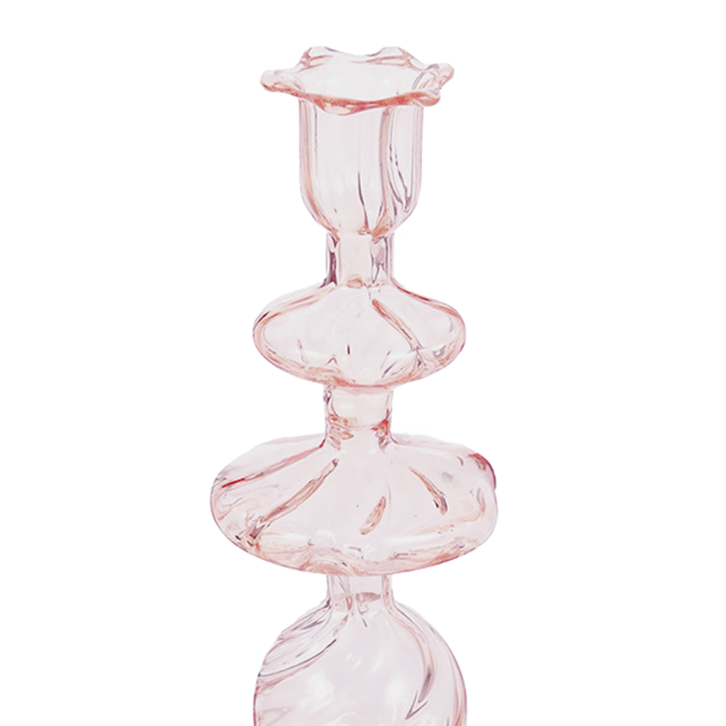 Pink Swirl Glass Candlestick