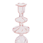 Pink Swirl Glass Candlestick