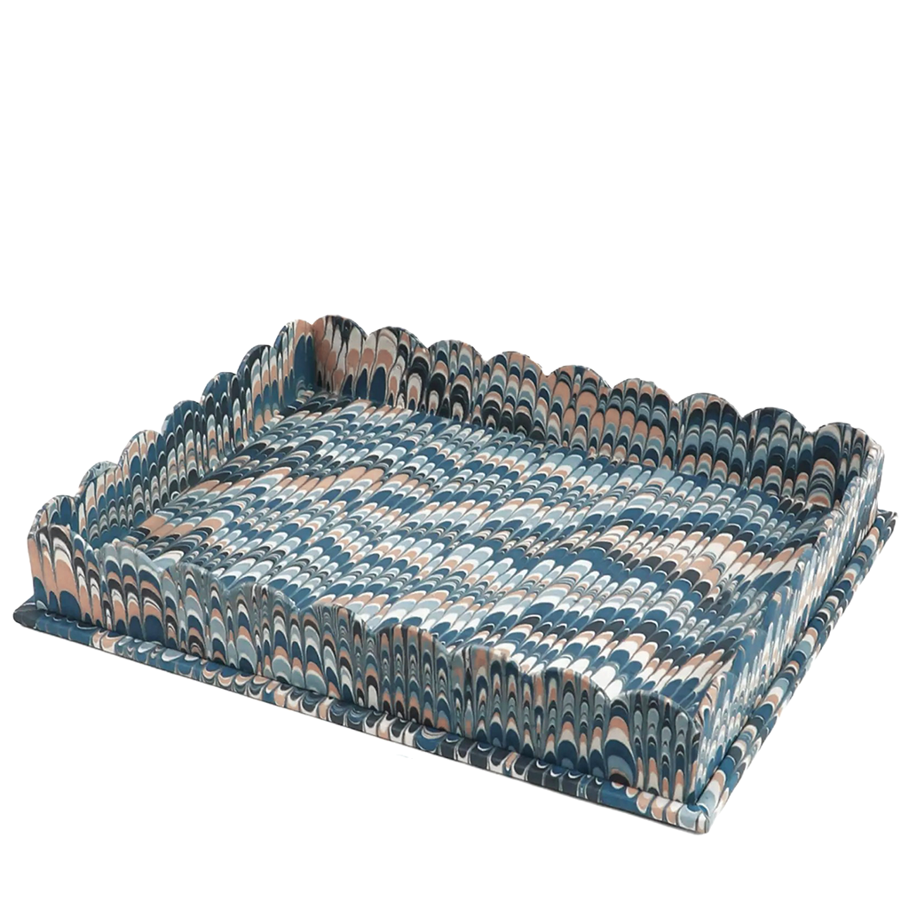Marbled patterned tray on a white background