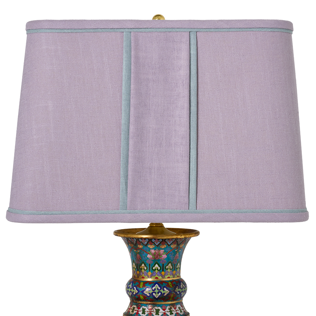 Cloisonne Lamp with Custom Lilac Shade