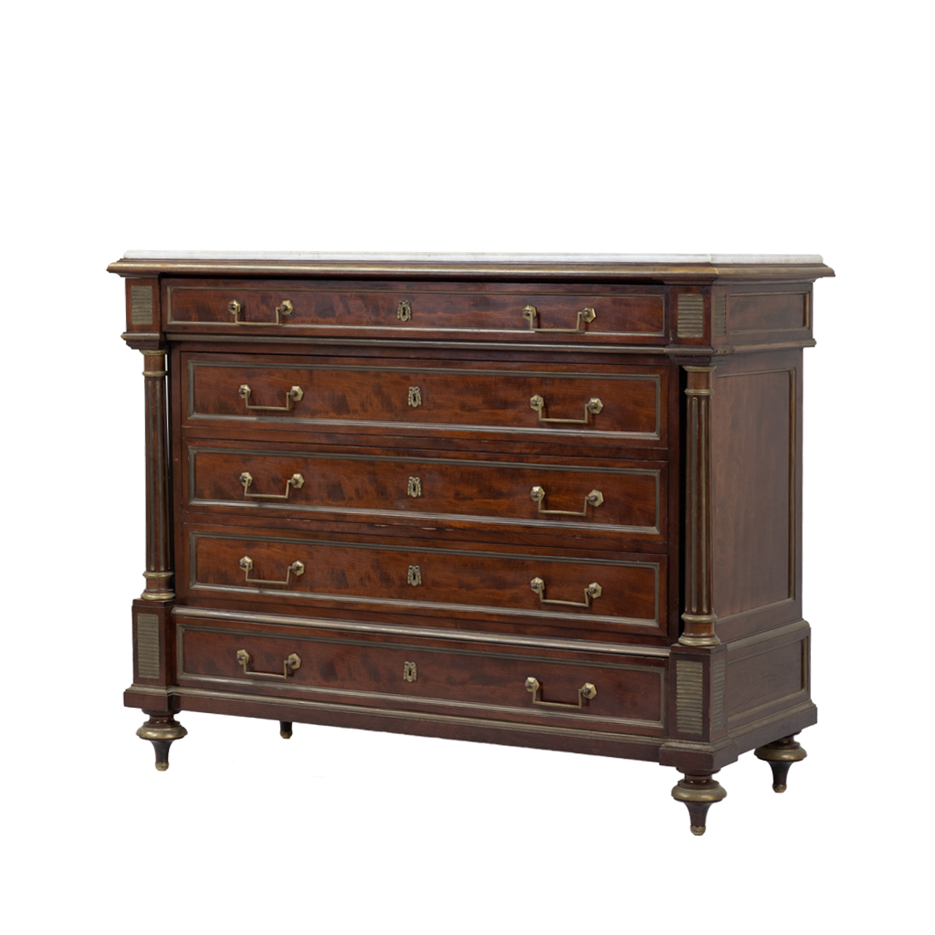 Column Commode with marble top and brass details