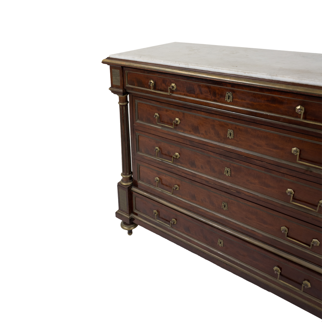 Column Commode with marble top and brass details