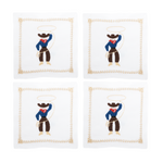 Set of 4 Coasters with Cowboy Boots embroidery