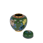 Green Cloisonne Lotus Jar with lid off