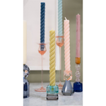 Pair of Rope Taper Candles, Blue Slate