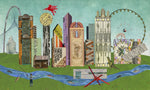 Skyline of Dallas collage by Brenda Bogart