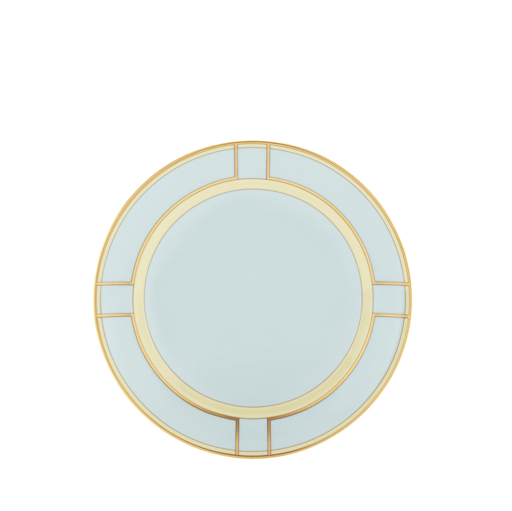 Ginori Dessert Plate, blue with yellow and gold accents