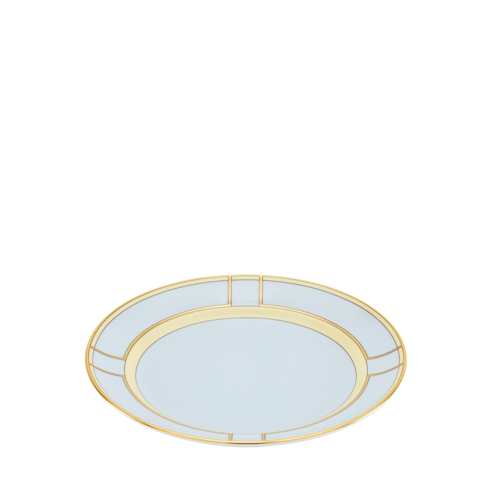 Ginori Dessert Plate, blue with yellow and gold accents