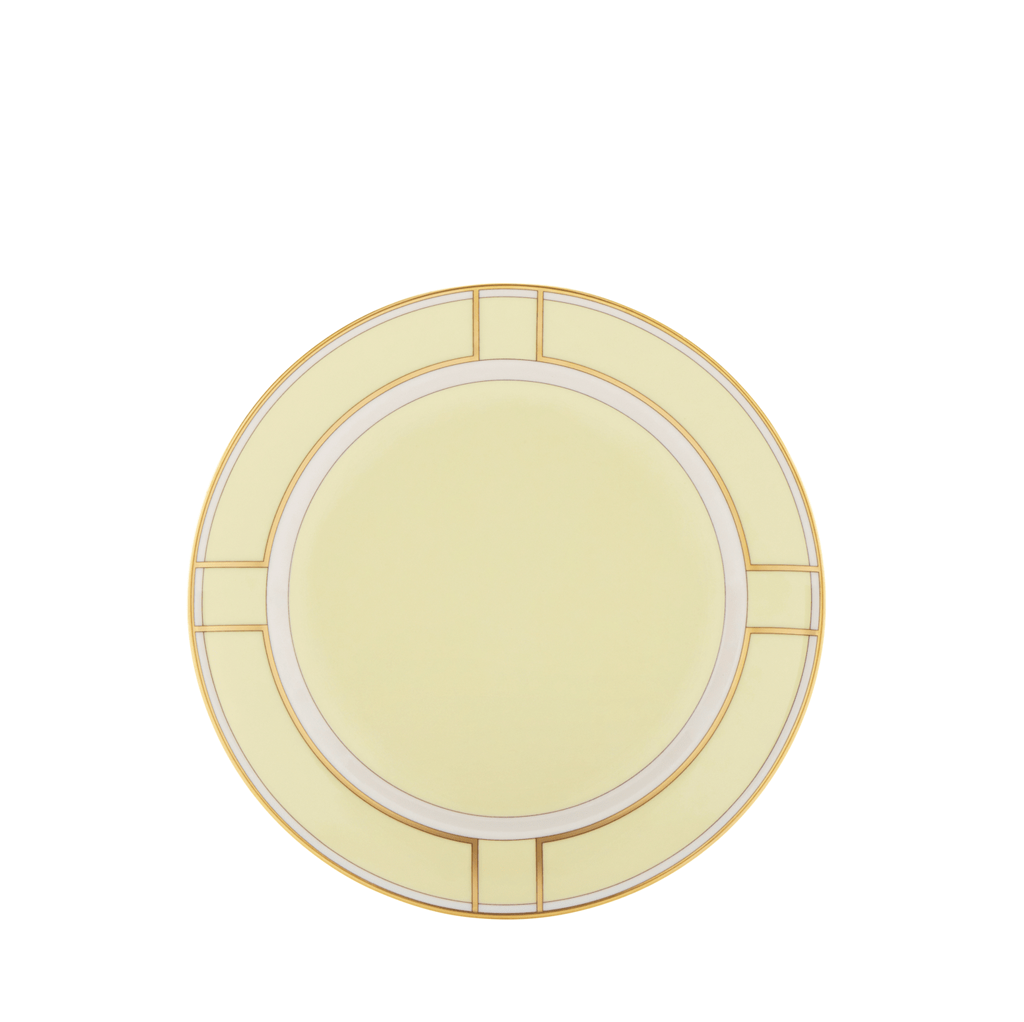 Ginori Dessert Plate, yellow with pink and gold accents