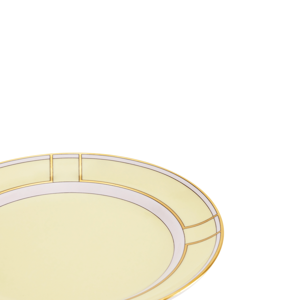 Ginori Dessert Plate, yellow with pink and gold accents