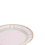 Ginori Dessert Plate, pink with green and gold accents