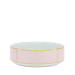 Pink salad bowl with gold accents