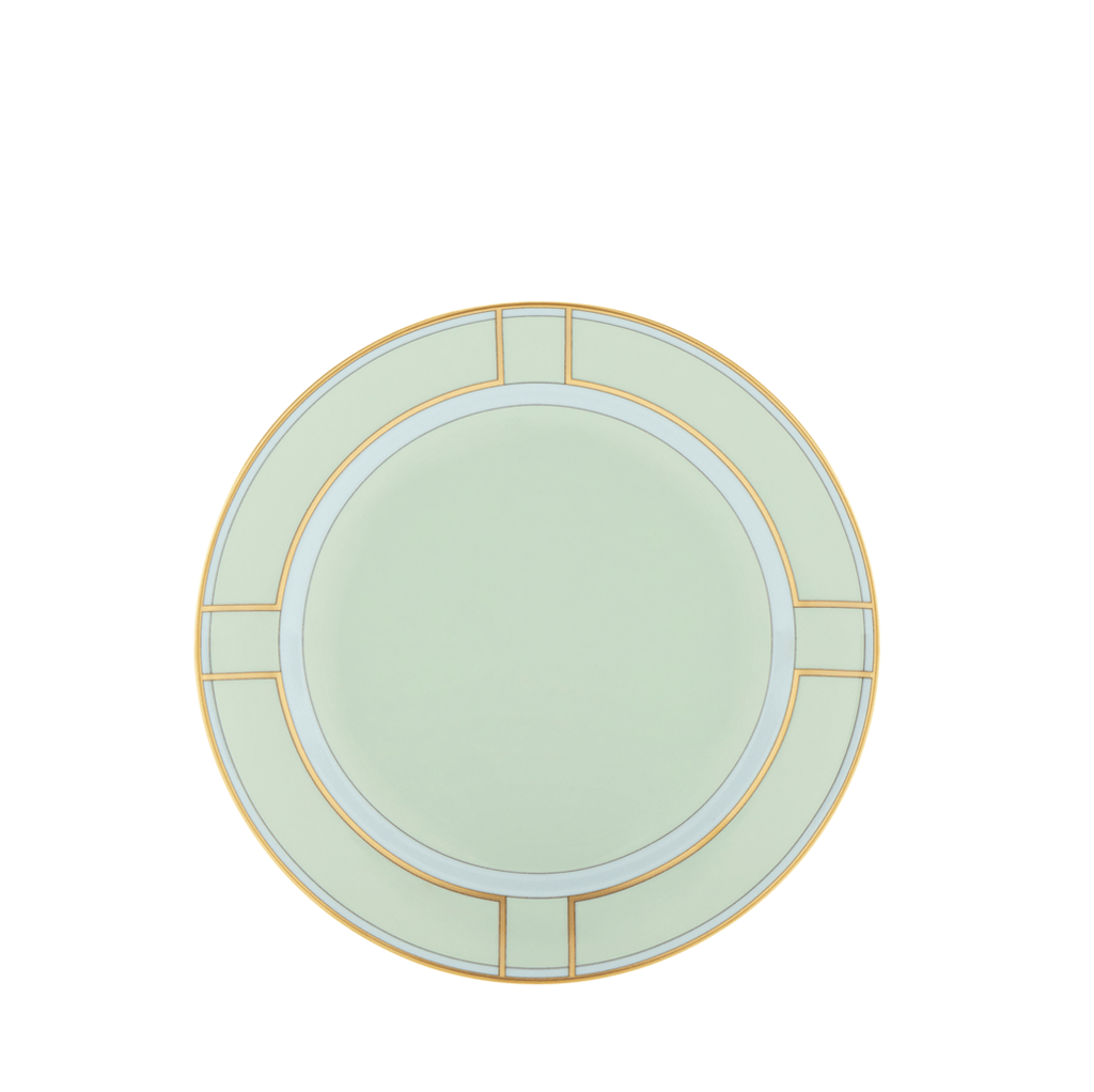 Ginori Dessert Plate, green with blue and gold accents