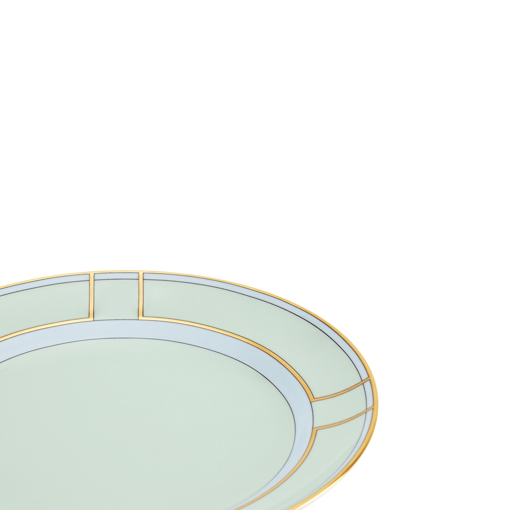 Ginori Dessert Plate, green with blue and gold accents