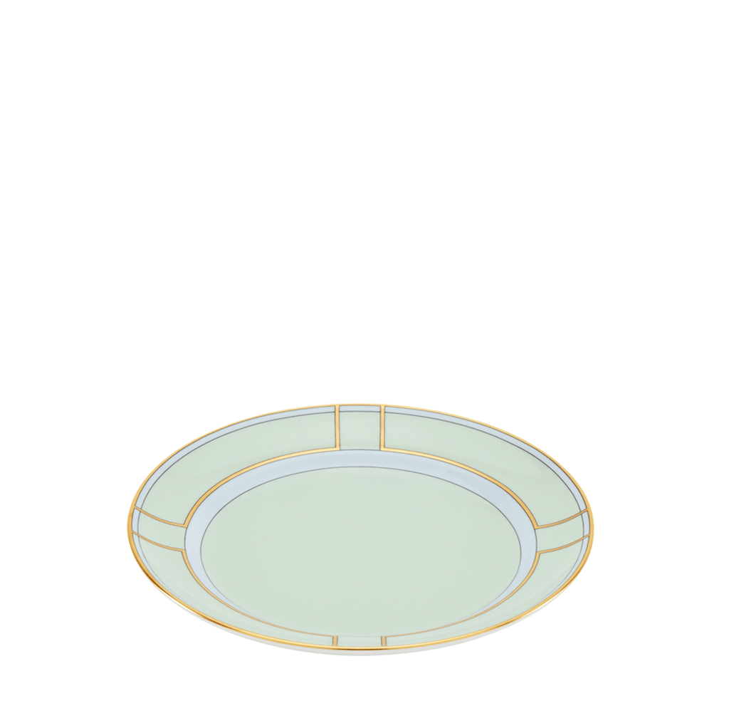 Ginori Dessert Plate, green with blue and gold accents