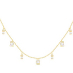 Yellow Gold Diamond Station Charm Necklace