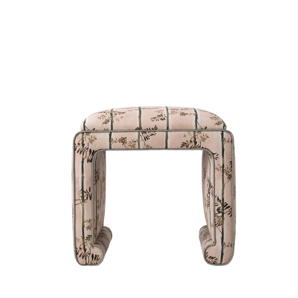 Decorative stool with floral pattern on a white background