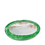 Emerald resin caviar dish with MOP insert