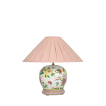 Famille Rose Lamp with Pink Pleated Shade