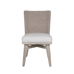 fran side chair with whitewash and rope frame, and white cushion