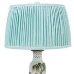 Famille Rose Lamp with Custom Aqua Shade