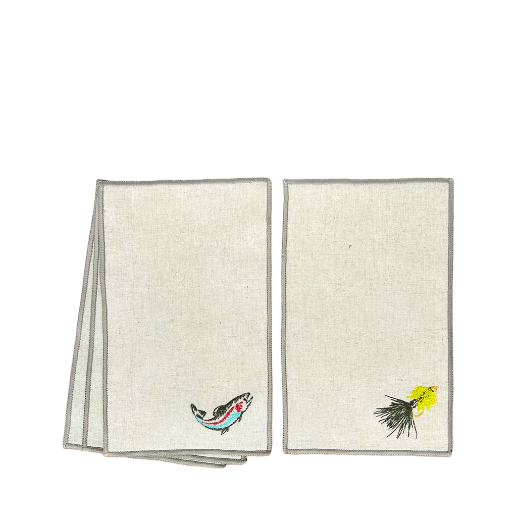 front and back of fish n fly napkins