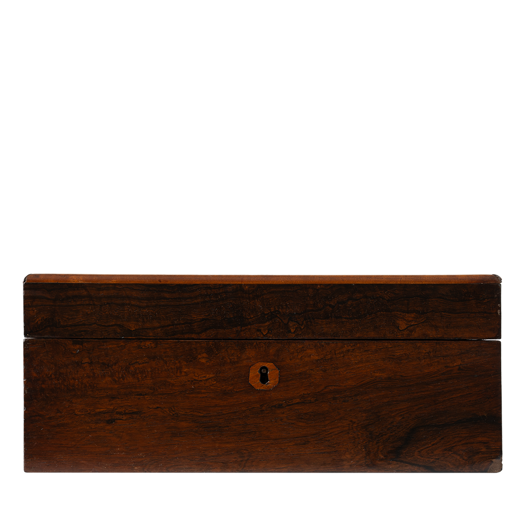Wooden box with a slot on a white background