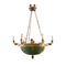 green and brass light fixture