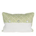 Lumbar pillow with green and white diamond pattern