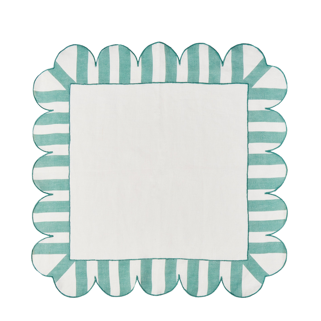 scalloped and striped napkin arial view