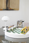 chess set with golf player pieces