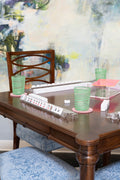 game table with glasses and mahjong