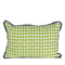 Lumbar pillow with green houndstooth pattern