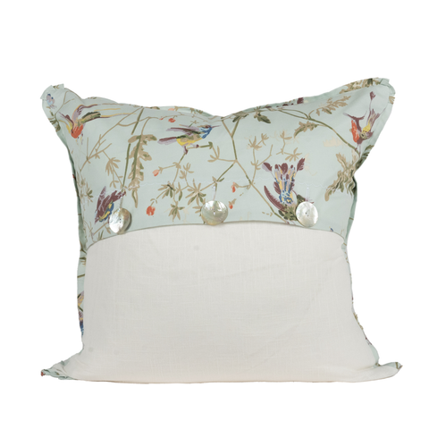 Hummingbird on blue pillow - light blue pillow with hummingbird pattern