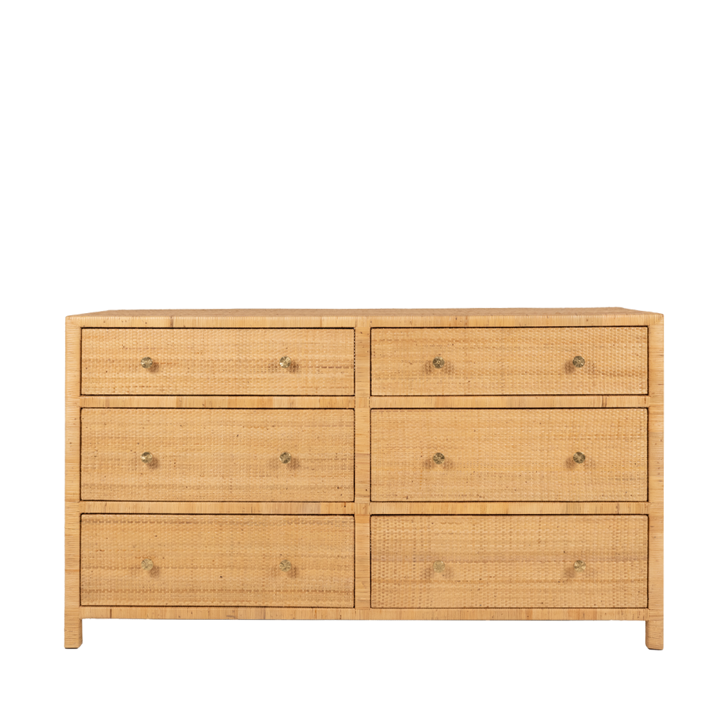 6 drawer rattan dresser